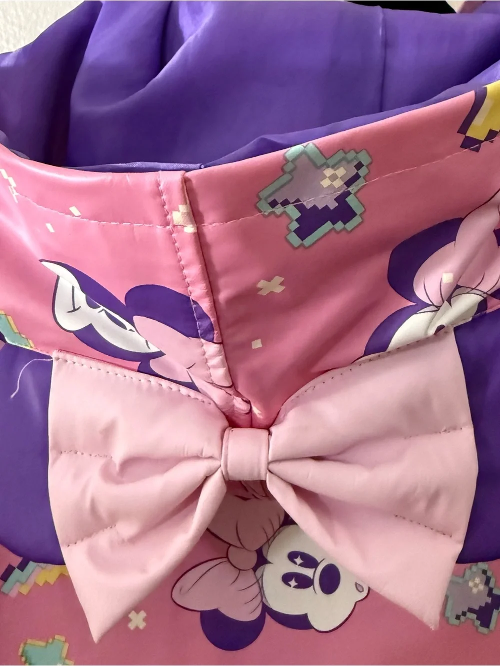 Disney Collection Minnie Mouse Hooded Rain Coat Bow Pink/Purple Girls 9/10